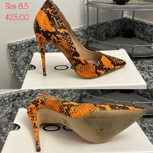 Orange and Black Pumps